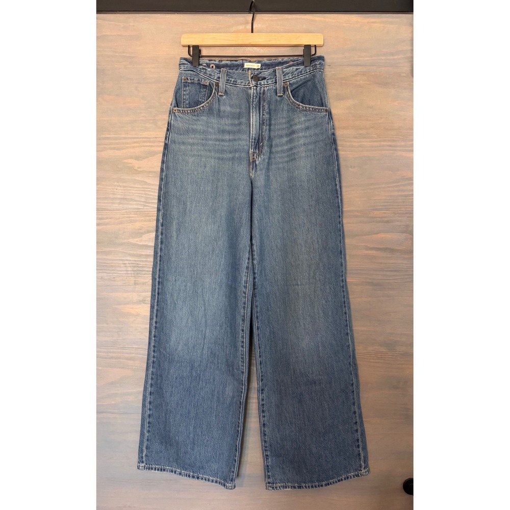 Levis Cinch Baggy Womens Jeans 26 High Rise Wide Leg Medium Wash Denim